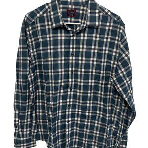 Men’s UNTUCKit Blue and Red Plaid Button Down Shirt.  Size L